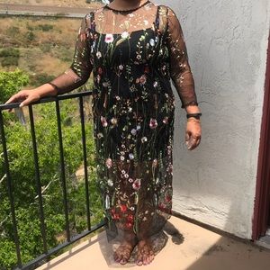 Black Floral Mesh Dress